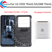 Dual For LG V50S ThinQ 5G G8X LCD Display with frame Secondary Dual Screen Touch Panel Digitizer For LG V50S Charging Connector
