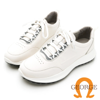 【GEORGE 喬治皮鞋】舒適系列 真皮厚底綁帶氣墊休閒鞋 -白238004CZ30