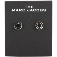 MARC JACOBS The Medallion 銀琺瑯鑽飾圓牌穿針式耳環(黑色)