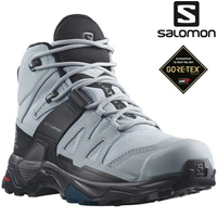 Salomon X ULTRA 4 Mid  Wide 女款中筒Gore-tex防水登山鞋 L41687200 深礦灰/黑/藍