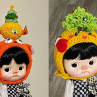 Blythe hat Little monster thick wire hand woven wool hat (Fit blythe、qbaby Doll Accessories)