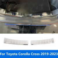 For Toyota Corolla Cross 2019-2022 2023 Steel Rear Trunk Bumper Foot Plate Tail Door Sill Plate Scuff Guard Sticker Car Styling