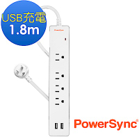 群加 PowerSync 2埠USB+一開4插延長線/1.8m(TPS314GB9018)