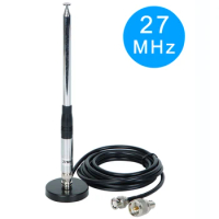 BBREE 27Mhz BNC Telescopic 23/130cm Antenna with PL259 Male Adapter and Magnetic Base for Cobra Midland Uniden CB Mobile Radio