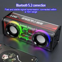 V8 Bluetooth Speaker Transparent Speaker LED TWS Series Surround TF card Double Horn Subwoofer Multi