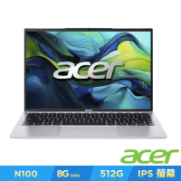 Acer 宏碁 Aspire Lite AL14-31P-C0ZF 14吋筆電(N100/8GB/512GB/Win11)
