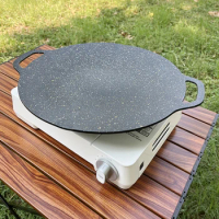 Baking Tray Non-stick BBQ Grill Pan Multi-purpose Induction Cooker Round for Outdoor Camping Kitchen Bakeware Household Tools