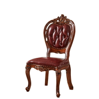 歐式全實木餐椅真皮坐椅美式高檔奢華餐桌椅組合頭層牛皮舒適靠背