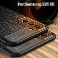 For Cover Samsung Galaxy S21 FE Case Shockproof Phone Back Armor New Soft TPU Bumper Leather For Fundas Samsung S20 S21 FE Cover