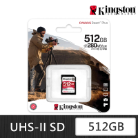 Kingston 金士頓 Canvas React Plus SDXC UHS-II 280R/150W V60 512GB 記憶卡(SDR2V6/512GB)