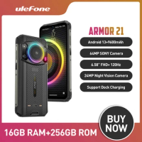 Ulefone Armor 21 Global Version Rugged Phone 16GB RAM 256GB ROM Smartphone Android 13 G99 moblie phone 64MP 9600mAh 4G Cellular