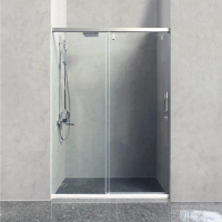 【CAESAR 凱撒衛浴】無框一字型橫拉式緩衝淋浴拉門(寬151-160 cm / 含安裝)