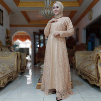 Lula Dress Gamis Pesta Full Brukat Busui Dress Kondangan