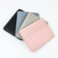 Retro First Layer Genuine Leather Card Bag with 7 Card Slot Super Thin 100% Real Leather Bank Card Holder Coin Purse Sort Wallet