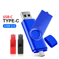 USB2.0 Metal Flash Drive 2in1 OTG High Speed Rotable U Disk 64GB Memory Stick Type-c 32GB 128GB USB Flash Drive U Disk