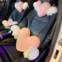 New Love Neck Pillow Seat Back Pillow Lumbar Support Cushion Heart-Shaped Car Headrest Plush Universal Car Accessories pillow
