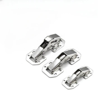 2pcs Cabinet Hinge 90 Degree No-Drilling Hole Cupboard Door Hydraulic Hinges Soft Close With Screws Furniture Hardware