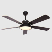 Remote control modern 52 inch abs wood 5 blade led ceiling fan with led light