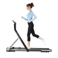 RHYTHM FUN Treadmill Folding Treadmill Under Desk Walking Treadmill with Foldable Handtrail Wide Tread Belt， Workout App， Remote