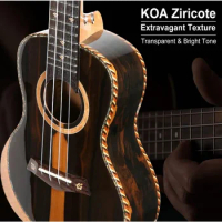 Concert Ukulele Ziricote 23 Inch Professional Hawaiian Ukuleles for Beginners with Gig Bag Strap Strings Sets