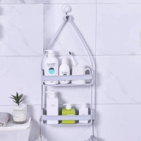 Hanging Bath Shelves Bathroom Shelf Organizer Nail-free Shampoo Holder Storage Shelf Rack Bathroom Basket Holder