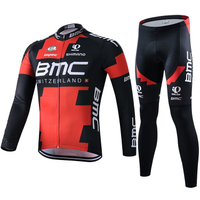 黑紅BMC夏季春秋山地自行單車隊版長袖騎行服套裝動感單車服男女