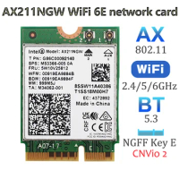 WiFi 6E 5374Mbps Intel AX211 CNVio2 M.2 Wifi Wireless Card Bluetooth 5.3 802.11ax Dual Band WiFi6 Wireless Adapter for Win10 64