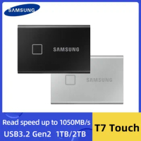 SAMSUNG Portable SSD T7 Touch USB 3.2 1TB 2TB Type-C External Solid State Drive Fingerprint Security External SSD for PC Laptop