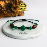 Gelang Pria Wanita Tali Hitam Batu Giok Hijau China ASLI Original