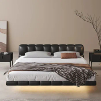 bed Italian extremely simple suspended black bean curd block leather modern bubble simple soft bag double