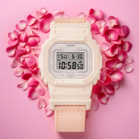 CASIO 卡西歐 G-SHOCK 自然系列 櫻花粉 布質錶帶方型女錶 送禮推薦 GMD-S5600CT-4