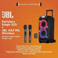 JBL Partybox Stage 320 Party box 320 Portable Speaker dengan roda Black JBL Stage 320 + JBL Mic Wire
