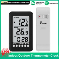 Household Thermometer LCD ℃/℉ Digital Wireless Indoor/Outdoor Thermometer Clock Temperature Humidity Meter With Transmitter