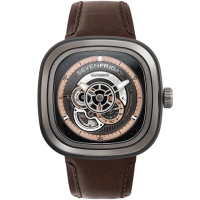 【SEVENFRIDAY】P系列 自動上鍊機械錶-咖啡色/47X47.6mm 送禮 禮物 推薦(P2C-01)