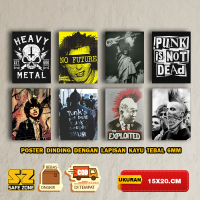 Pajangan dinding Poster Band Metal Rock Bingkai Kayu Ukuran 15X20cm