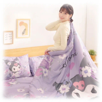 【享夢城堡】雙人加大床包涼被四件組(三麗鷗酷洛米Kuromi 酷迷花漾-紫)