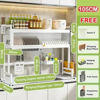 SKY - Penyimpanan Dapur Rak / Pengering Piring Rak / Rak Piring Wastafel Stainless Steel Rak / Cuci 