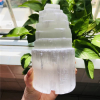 100%Natural selenite Crystal Tower selenite decorative lamp transparent gypsum healing stone folk crafts for home decoration