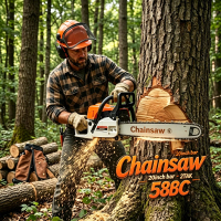 Gergaji Mesin Bensin Chainsaw 58CC 2 Tak 20 Inch 2200W 11500RPM - Gergaji Kayu Profesional Tebang Po