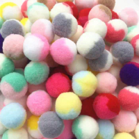 100PC/Bag Two-colour Soft Pompoms Ball Fluffy Plush DIY Decorative Supplies Kid Toys Pom Poms Ball Handmade Art Crafts Materials