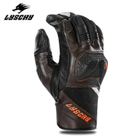 LYSCHY Men's Motorcycle Premium Leather Gloves Sheep Skin Motocross Racing Gloves Dirt Bike Enduro Professional Racer Gloves