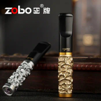 Zobo Metal Golden Pattern Filter Cigarette Holder Puff Cleaning Circulation Mouthpiece Men'S Filter Tip Smoking Set