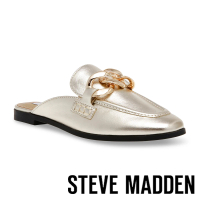 【STEVE MADDEN】CALLY 真皮粗鍊平底穆勒鞋(金色)