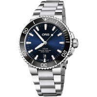 Oris豪利時 Aquis 時間之海潛水300米日期機械錶-藍x銀/43.5mm 0173377304135-0782405PEB 520送禮推薦