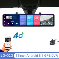 4G Android 8.1 Car DVR Camera GPS Dashboard 11 '' Parking monitoring 1080P Dual Lens CAR Rearview mirror Video Recorder Dash cam