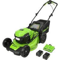 Greenworks 48V (2 x 24V) 21" Cordless (Self-Propelled) Lawn Mower (LED Headlight), (2) 5.0Ah Batteries