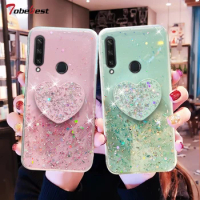 Silver Foil Phone holder case For Huawei Y6P Y5P Y7P Y8S 2020 Y5 Y6 Y7 Y9 Prime 2019 2018 Glitter Soft Silicone Stand Cover