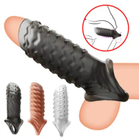 Male Penis Enlargement Sleeves Dick Extender Reusable Condom Glans Penis Enlarger Delay Ejaculation Cock Rings Sex Toys For Men