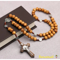 [จัดส่งทันที] Handmade Wooden Rosary Necklace Catholic ✝️   Wooden Rosary Necklace Catholic Wood Bea