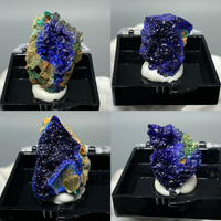 藍銅礦孔雀石天然礦物晶體盒子礦石入門教學科普貓礦原石寶石